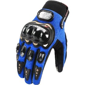 Resim Jzcat Aircraft Düşme Önleyici Dokunmatik Ekranlı Motosiklet Eldiveni Mavi - Siyah 