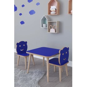 Resim Remaks Bambi Yaz Sil Yüzey Çocuk Masa Sandalye Takımı 1 Aktivite Oyun Masası 2 Sandalye - Mavi 