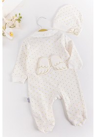 Resim Babymod Fırfırlı Kız Bebek Melek Kanatlı Tulum Krem 