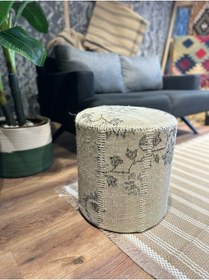 Resim Patchwork Puf 011 Gri Bej 