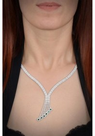 Resim Kadın Gümüş Set - Celena Zümrüt Taşlı Gümüş Su Yolu Set - Kolye, Bileklik, Küpe, Yüzük Işıklı Kutuda 