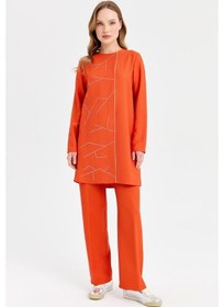 Resim Esswaap Önü Taş Yapıştırmalı Pantolon Tunik Takım Oranj-oranj Oranj 