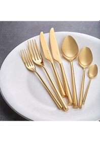 Resim Jumbo 1001 Titanyum Gold 12 Kişilik 84 Parça Çatal Kaşık Bıçak Ta Gold 