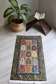 Resim Keseli Ipek Dokulu Seccade S1001 Mavi Çok Renkli 