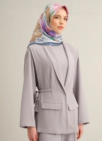 Resim Armine Tivil İpek Eşarp 9318-31 Mavi Karışık Desen Çok Renkli 