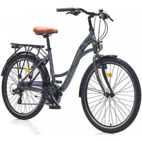 Resim Corelli Glowıe Kadın Şehir Bisikleti 410H V 24 Jant 21 Vites Mat Gri Kahve 