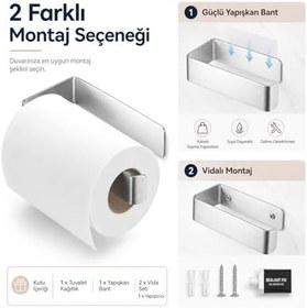 Resim Alper Banyo Paslanmaz Çelik Lamalı Tuvalet Kağıtlığı, Krom Renk WC Kağıt Askılığı, Hem Yapışkanlı Hem Vidalı Montajlı, Açık Uç Tasarımlı Banyo Kağıtlık, 5 Yıl Garantili 
