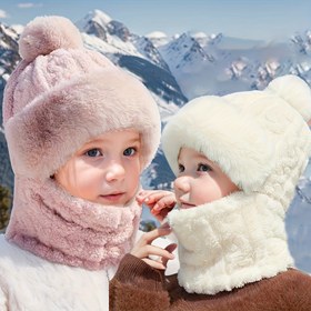 Resim 1 Adet Kışlık Kalınlaştırılmış Sıcak Top Bükümlü Bere, Erkek ve Kız Çocukları için, Düz Renk Günlük Moda Sıcak Şapka, Dışarıda Oyun, Yürüyüş, Seyahat, Bisiklet, Spor için Uygun, Yaşlılar için Uygun, 46-50cm Baş Çevresine Uygun 