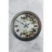 Resim Bahat Salon Ofis Duvar Saati Gri Metal Çerçeve 36 cm 