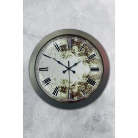 Resim Bahat Salon Ofis Duvar Saati Gri Metal Çerçeve 36 cm 