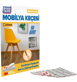 Resim Boss Tape 3M Yapışkanlı 60 Adet 20MM Gri Mobilya Sandalye Masa Ayağı Keçesi 