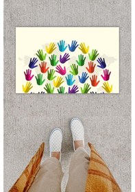 Resim Dijital Baskı Dekoratif El Çok Renkli Kapı Önü Paspası K-1259 