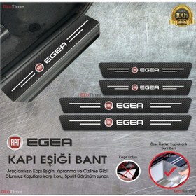 Resim Fiat Egea Logolu Karbon Kapı Eşiği Koruyucu Suni Deri 4'lü 