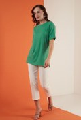 Resim Lela Oversize Bisiklet Yaka Yırtmaç Detaylı Bluz Bluz 5863683 