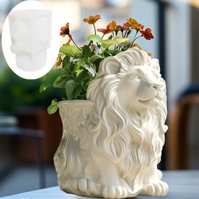 Resim 1 adet Silikon Reçine Döküm Kalıbı - Aslan Kabartma Figürü & Bitki Saksısı Çift Kullanım Tasarımı, Oval Şekil Kokulu Mumlar için, Ev Dekoru, DIY El İşleri (Yeniden Kullanılabilir, Dayanıklı, Rastgele Renk), Mumlar için Silikon Kalıplar, Dekoratif Zanaat, Detaylı İşçilik, El Yapımı Dekor Severler 