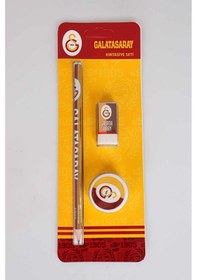 Resim Lisanslı Galatasaray 3'lü Kırtasiye Seti "kurşun Kalem,silgi Ve Kalemtraş " 