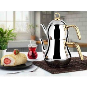 Resim Lines Şahmeran Mini Boy Altın Kulp Çelik Çaydanlık 