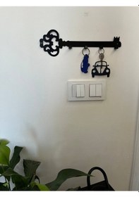 Resim Metal Lazer Kesim Dekoratif Desenli Osmanlı Anahtarlık Duvar Askılığı Siyah 