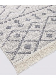 Resim Saraz Halı Bohem Serisi Çift Taraflı Dokuma Pamuklu Kilim Gri - Krem 