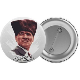 Resim Mustafa Kemal Atatürk Çanta Rozeti 20 Adet En Büyük Boy 5.8cm İğneli Broş 