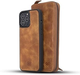 Resim BOULETTA Telefon Kılıfı iPhone 13 Pro Max Kılıf Cüzdan Fermuar Kart Tutucular ve RFID Engelleme, Manyetik Çıkarılabilir, Kablosuz Şarj, 2'si 1 Arada Cüzdan Telefon Kılıfı 6,7 inç 