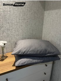 Resim Lüks Gri Pamuklu 2 Li Yastık Kılıfı Seti 50x70 