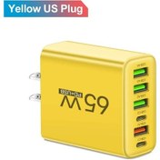 Resim Toplam 65 W Usb C Şarj Cihazı Muti 6 Bağlantı Noktalı Hızlı Şarj Qc3.0 Tip C Yellow Us ' Beyaz 