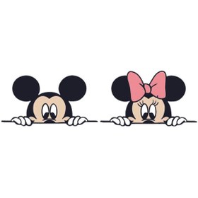 Resim ÖZKAŞ 3D Sticker Mickey Minnie Dikiz Ayna, Araba, Motorsiklet, Kask, Laptop,cam Sticker 14x8 Cm 