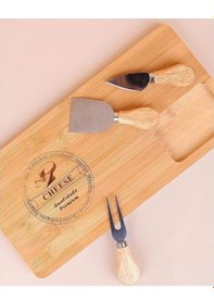 Resim Bambu Peynir Kesme Sunum Tahtası Renkli 