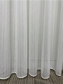 Resim Cortibo Çizgili Çelik 1'e 2,5 Orta Pileli Tül Perde, 200 x 250 