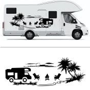 Resim Melek Pazarı Palmiye Gün Batımı Manzara Moto Karavan STICKER-S1741 