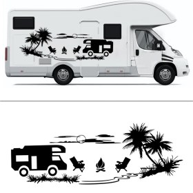 Resim Melek Pazarı Palmiye Gün Batımı Manzara Moto Karavan STICKER-S1741 