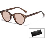 Resim Sınır Ötesi Moda Kadın Güneş Gözlüğü Yuvarlak Tr90 Çerçeve Metal Çekirdek Bacak C4 Altın 