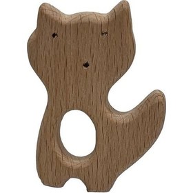 Resim Kedi Figürü Doğal Ahşap Diş Kaşıyıcı Çok Renkli 