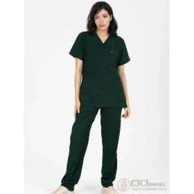 Resim Cici Forma Zarf Yaka Soft Koyu Yeşil Likralı Takımı 