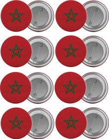 Resim Fas Bayrağı Çanta Rozeti Seti 8 Adet En Büyük Boy 5.8Cm Iğneli Br 
