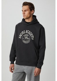 Resim Grimelange Edgar Erkek Yumuşacık Kapüşonlu Oversize Antrasit Sweatshirt 