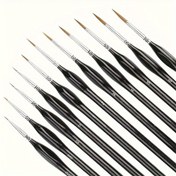 Resim 11 adet Fine Detail Paint Brush Set - Sağlam ve Hassas Miniature Fırçalar - 40K, Model ve Sanat Boyama için İdeal - Yüksek Kaliteli, Mikro Detay Uçları İnce Tasarımlar için 