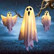 Resim Bamda'nın 3 Parça 50,8 cm Cadılar Bayramı Asma Hayaletleri, LED Uçan Halloween Dekorasyonları, İç ve Dış Mekan, Çit Bahçe Veranda Karanlıkta Parlayan Tatil Süslemeleri, Şenlikli Hediye, İç Mekan Tatil Dekoru,Bahçe Korku Kurulum Seti,Uçan Hayalet Süslemeleri,Led Hayaletler,Hayalet Teması,Hayalet 