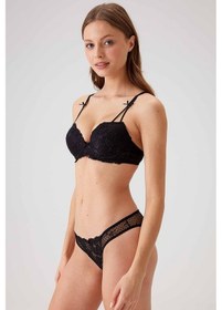Resim Pierre Cardin 4031 Balenli Destekli Dantelli Sütyen Takım-siyah Siyah 
