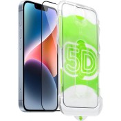 Resim Apple iPhone 13/13 Pro/14/16E Uyumlu Kolay Uygulama Aparatlı Siyah Çerçeveli Tam Kapatan Cam Ekran Koruyucu 