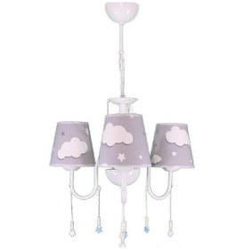 Resim Şenay Aydınlatma Çocuk Odası 3'Lü Kumaş Abajur Avize-Gri Bulut 