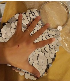 Resim Herayakkabı Pullu Gümüş Payetli Abiye Çanta Düğün, Nişan, Şık Geceler İçin Ideal Gümüş 