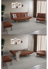 Resim Galeni Puflu Yataklı Bahçe Balkon Oturma Odası Koltuk Takımı Kiremit 