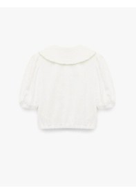 Resim Koton Düğmeli Crop Bebe Yaka Ekru Kız Çocuk Bluz 6skg60066aw 