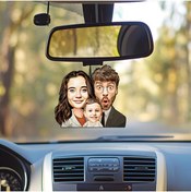 Resim Ejoya Kişiye Özel Fotoğraflı Güzel Ailem Karikatür Araba Dikiz Ayna Süsü 114952 