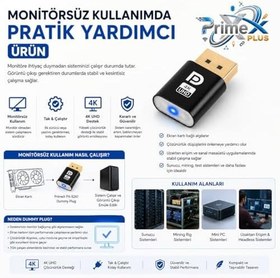Resim PrimeX PX-5261 DisplayPort 4K UHD Display Dummy Plug, DP Sanal Monitör Adaptörü, Ekran Kartı Emülatörü, Headless Display Emulator, Bitcoin Mining ve Uzaktan Erişim İçin 