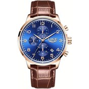 Resim Fochsia Lıge Erkekler Rose Golden Blue Kordonlu Yuvarlak Kadranlı Takvimli Kol Saati Diğer 
