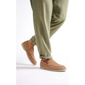Resim Mubiano Hakiki Deri - MBKRY22103BJ Bej Nubuk Erkek Loafer 