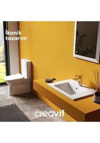 Resim Nova Beyaz Kanalsız Duvara Sıfır Klozet Takımı Nv361, Creavit Lara Yavaş Kapak Beyaz 